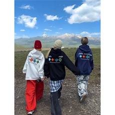 复古四时花刺绣连帽卫衣男女秋冬宽松休闲情侣帽衫上衣WY907P58，男装卫衣，星座1013-5