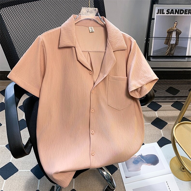 夏季高品质男女同款冰丝短袖衬衫时尚衬衣宽松上衣休闲百搭CS505,男装衬衫,星座1013