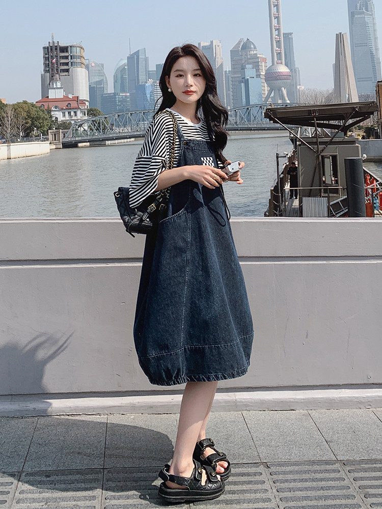 春现减龄简约花苞裙牛仔灯笼裙套装B190-F8707-P105-K158-T40-k1,女装套装/套裙,2B190