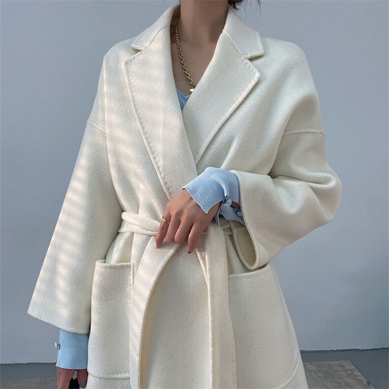 小个子必入短款水波纹双面羊绒大衣女高端2024年新款纯羊毛呢外套图片