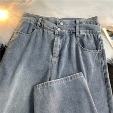 潮潮流牛仔裤秋季青春流行纽扣直脚男气质时尚长裤宽松直筒水洗，男装牛仔裤，星座601-2