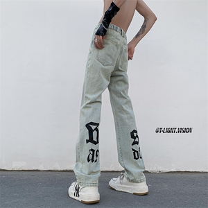 B221 美式ins高街暗黑小众印花修身小脚牛仔裤 LK23059-P60 控78图片