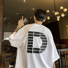 2026春夏新款字母印花重磅纯棉T恤XZ604-DT202-P35控48，男装T恤，星座604