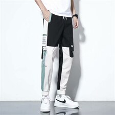 大码潮流休闲裤新款时尚九分裤日系男士宽松工装裤716-P35图片