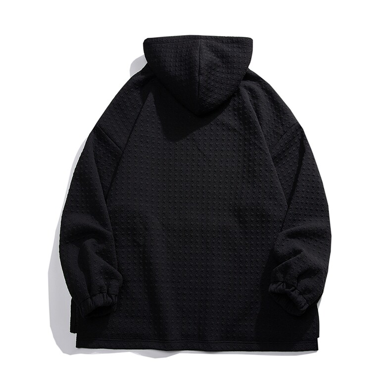 白底23春季设计感ins时尚潮流华夫格宽松纽扣连帽卫衣B402P75控98,男装卫衣,电商A247-1