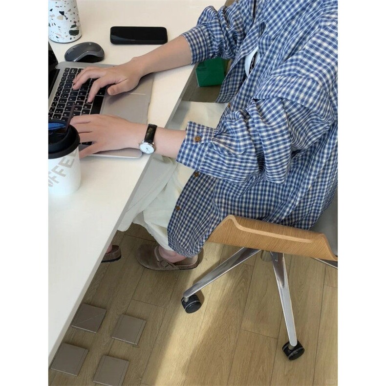 【现货】CS345LL-特P35cleanfit蓝色格子衬衫男慵懒风高级感衬衣,男装衬衫,星座1007（原301D）