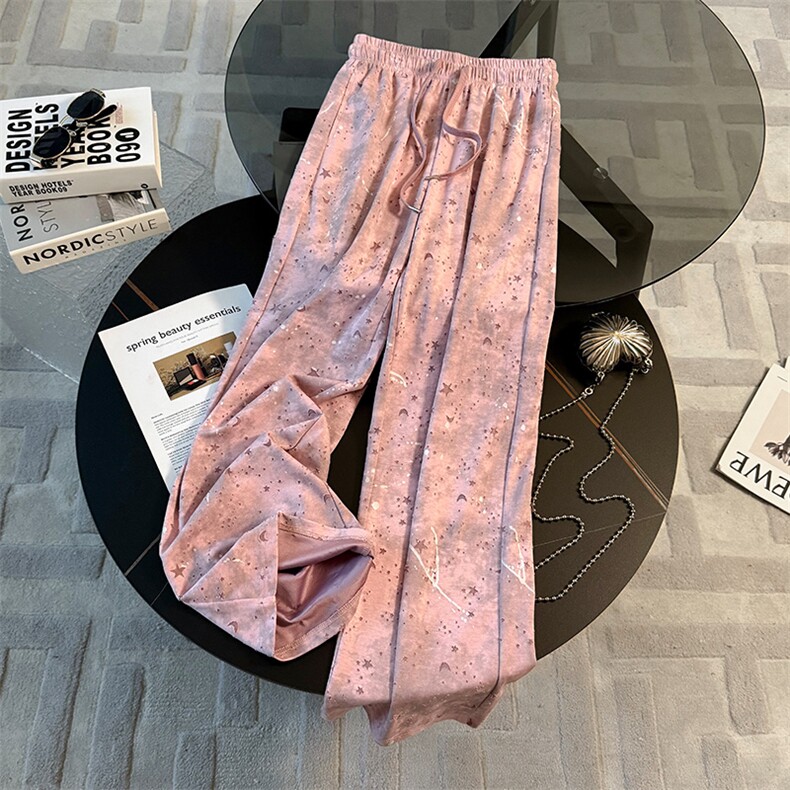 盐系轻熟时尚休闲运动时尚套装女夏季圆领短袖宽松阔腿长裤两件套,女装套装/套裙,江南