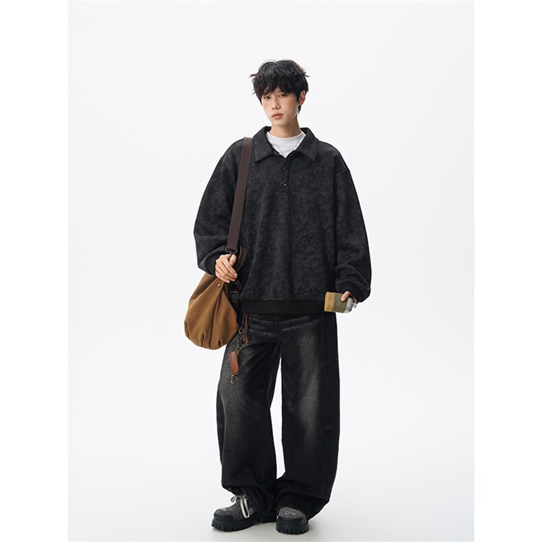 现货WY10165-特P48控88美式复古解构拼接大码男宽松情侣套头卫衣,男装卫衣,电商A059