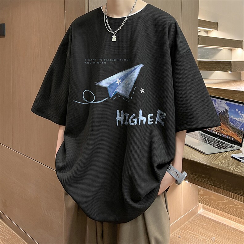 华夫格t恤男短袖男大码五分袖酒店风HT73270-P22,男装T恤,电商A040