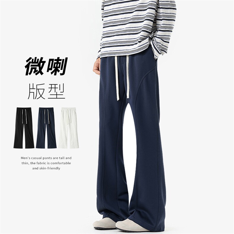 已下单10w件2026春季新款华棉320g重磅休闲微喇裤K24132特P19控48，男装休闲裤，电商A001