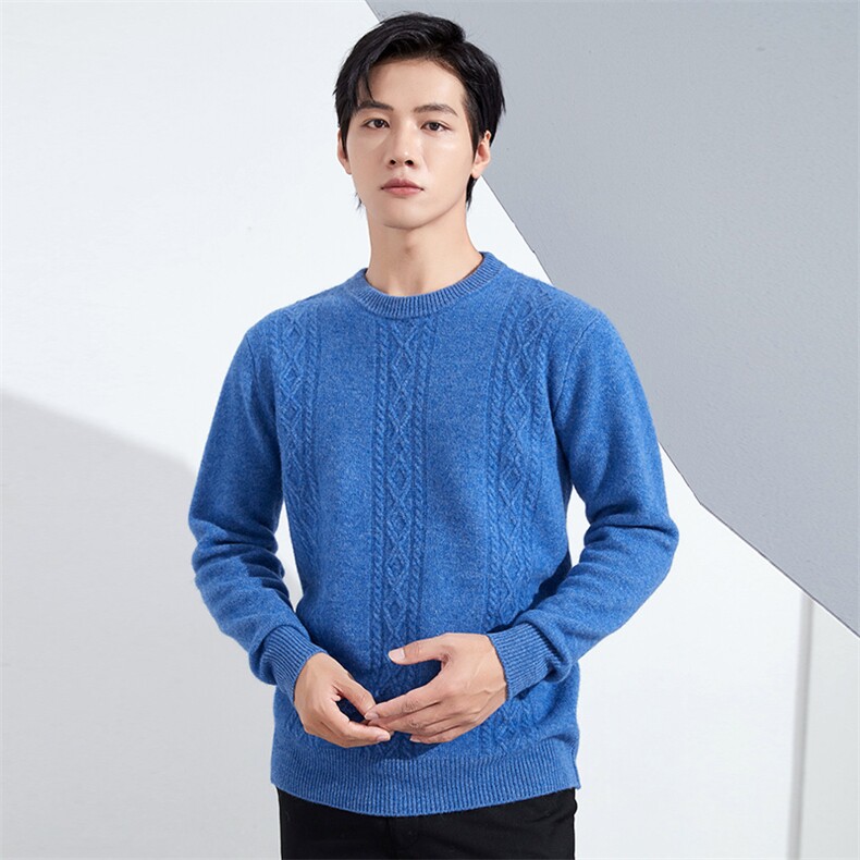 2024年秋季圆领纯色长袖时尚都市套头羊毛衫，男装羊毛衫，牧绒家园高端店