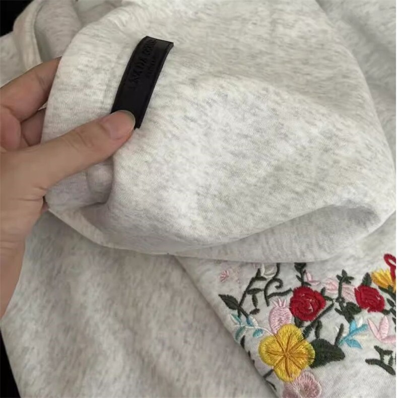 FF3425-P562025春秋潮牌小众设计感花卉刺绣连帽卫衣,男装卫衣,电商B323A