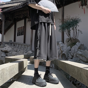 夏季新款潮牌针织休闲短裤男风宽松七分中裤908特P45控78图片