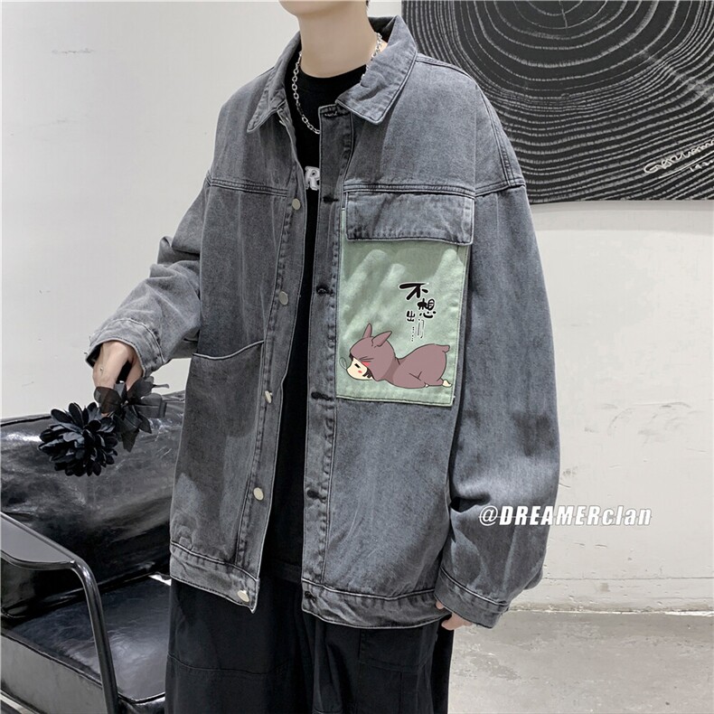 jk673-p75-限价98现货破洞港风大码肥仔牛仔外套ins宽松夹克,男装工装外套,星座116