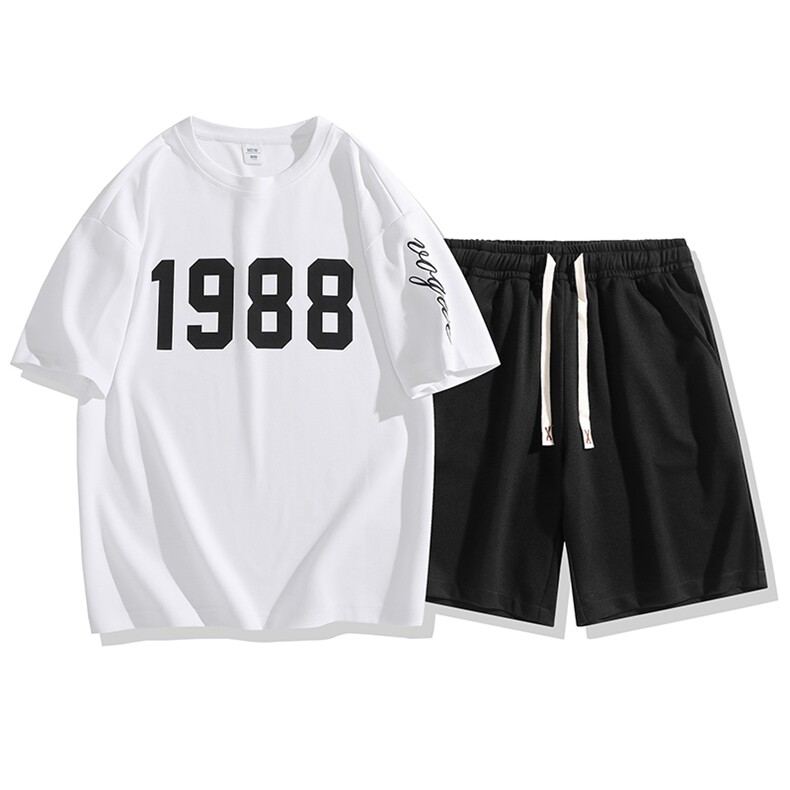 夏季运动套装日系白底休闲时尚短套装CK2411+TC3147-P48控79图片