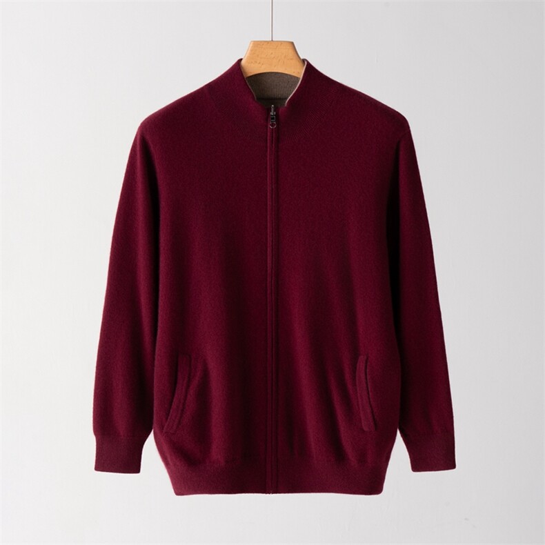 2026年秋季时尚都市长袖时尚百搭通勤简约休闲拉链开衫，男装羊绒开衫，雪丹羊