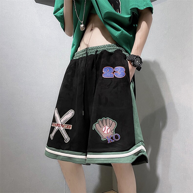 夏季五分裤男拼色字母韩版潮2023新款ins宽松百搭休闲裤K2220-P28,男装休闲裤,星座412-3