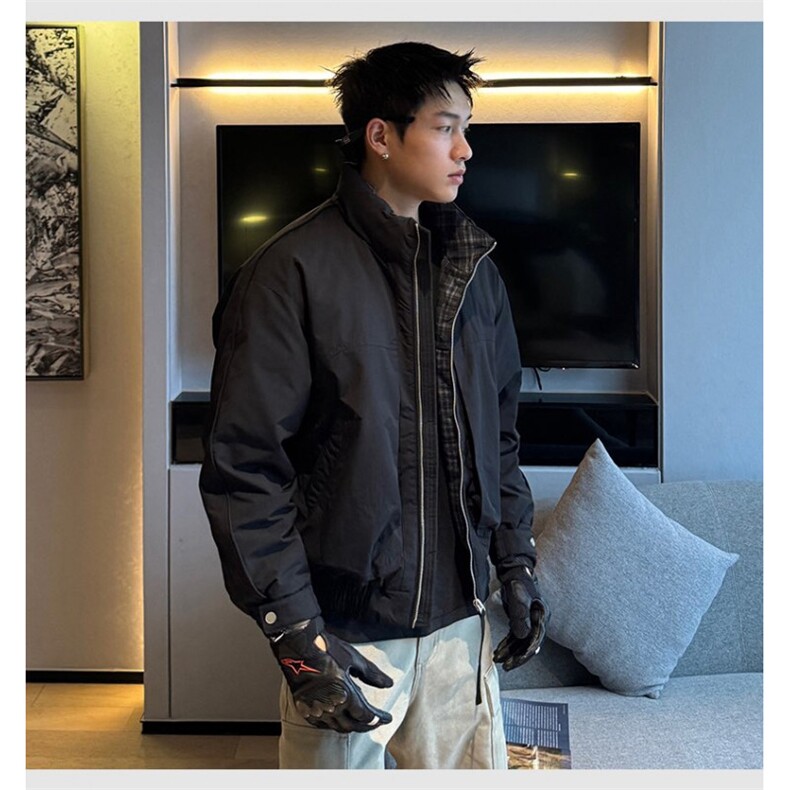 标50绒轻熟风格纹拼接立领羽绒服YR02-P200，男装羽绒服，星座313A(原308A-2)