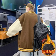 秋冬大码美式复古棒球服外套初中高中学生宽松刺绣拼接夹克686A，男装夹克，星座506