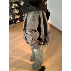 美式飞行员夹克假两件pu皮衣外套男女潮牌连帽棒球服LJK8539-P85，男装皮衣，星座1008