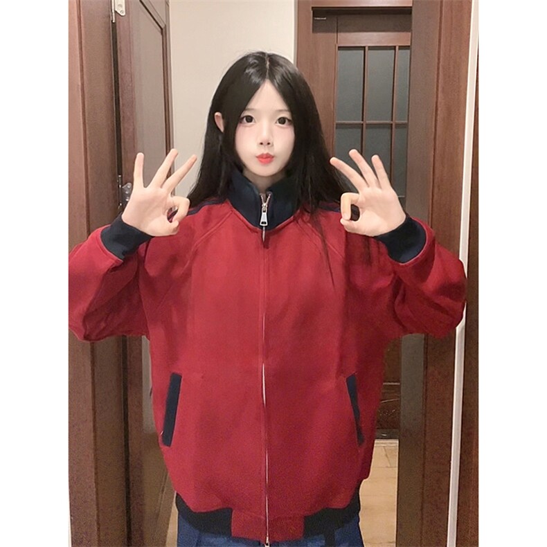 抖音得物高品质26春装美式高街重磅结构拼接织带立领卫衣外套CM42,女装短外套,电商A486-1
