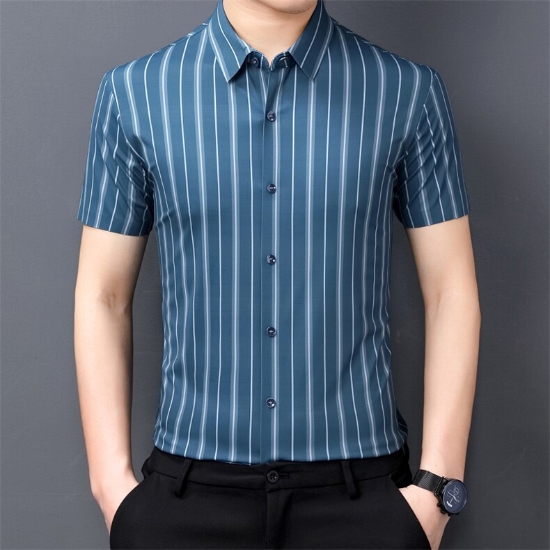 M21129钱塘2020-3夏季全无痕双面印花精品短袖衬衫主推价优P70,男装衬衫,钱塘207-3