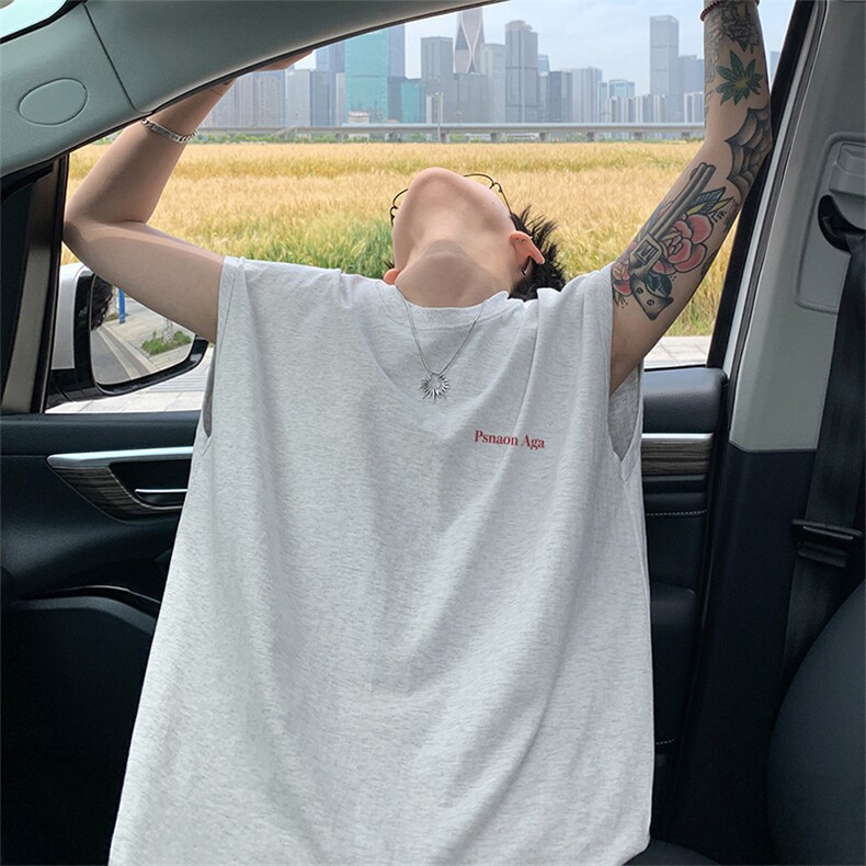 可48小时发货支持抖音得物来样二开240克重磅美式纯棉背心无袖t恤图片