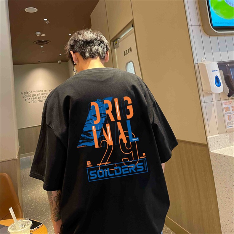 220g纯棉美式夏季短袖t恤男DT401-特批19 控38图片