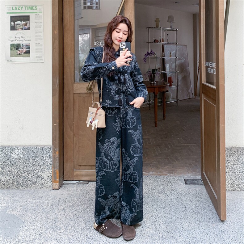 瑞2C278-2025秋款，牛仔复古时尚套装9001-P198-K278,女装套装/套裙,2C278