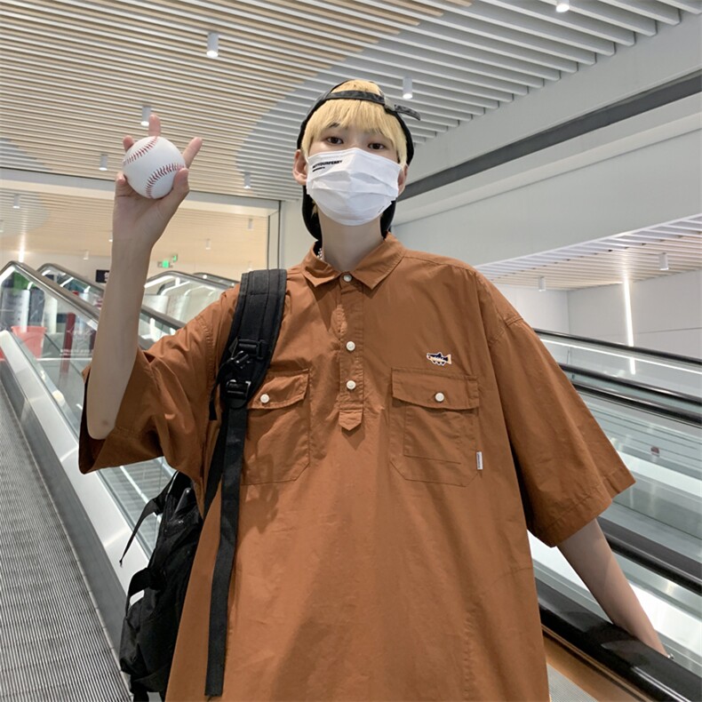 polo衫男短袖港风潮流百搭2023夏季新款ins宽松帅气衬衫W2934-P35,男装Polo衫,星座412-2