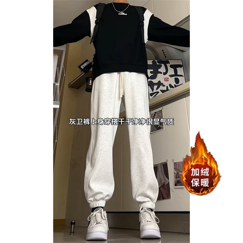 加绒加厚运动裤束脚卫裤M-4XLK823-1特P43加绒K823特P49,男装休闲裤,电商A309