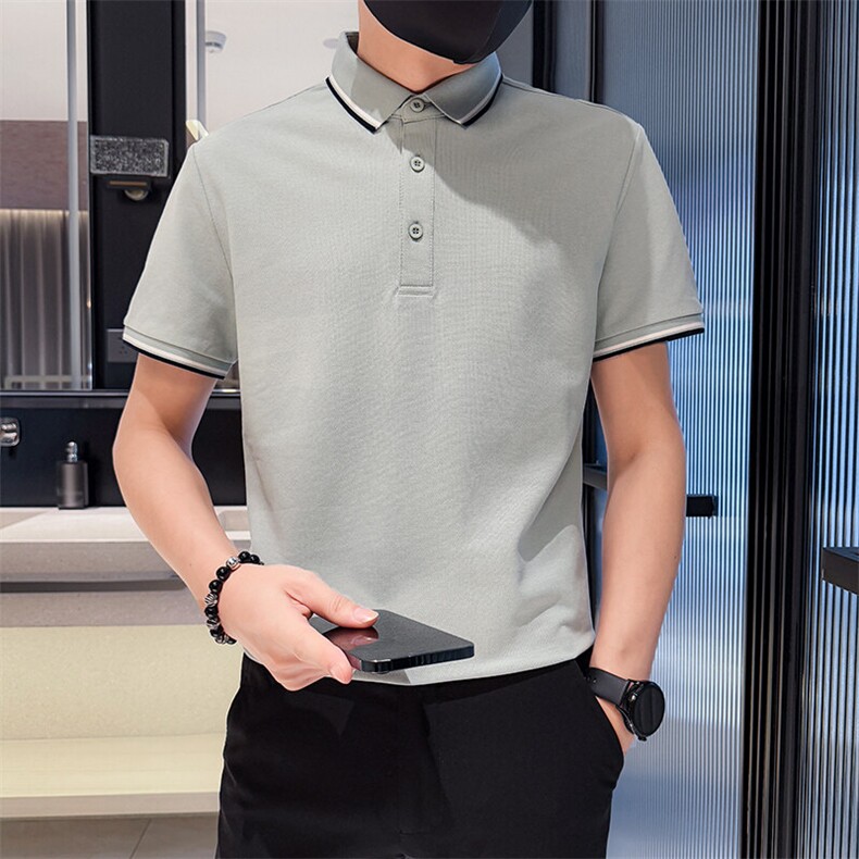 2025夏季高品质海澜宽撞色领短袖T恤翻领Polo衫2238-特P45,男装T恤,电商D342