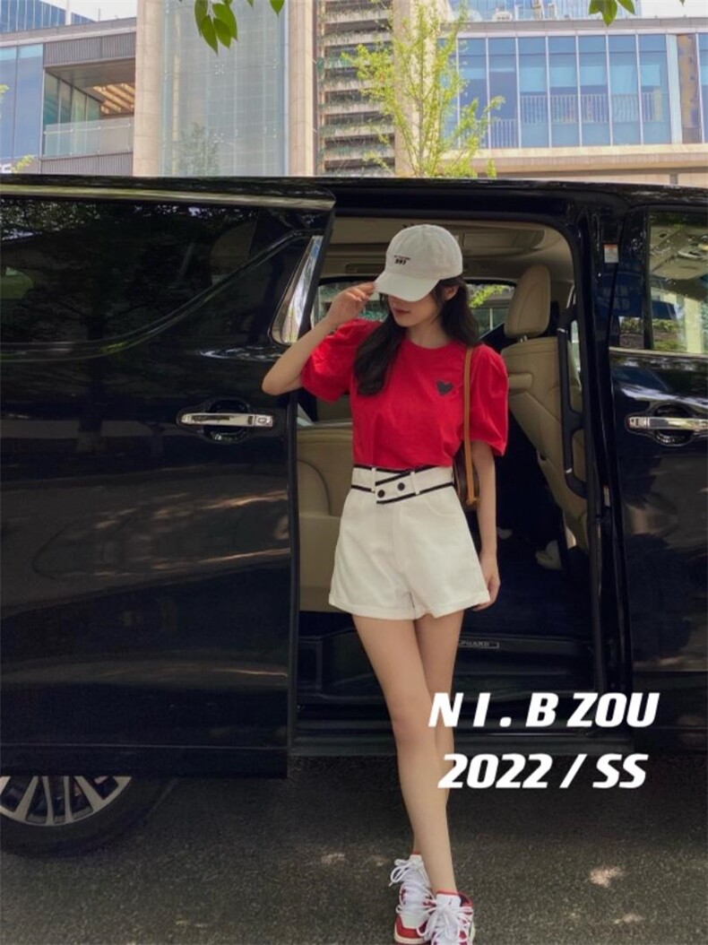 现货爱心印花泡泡袖短袖，其它，你别走(4F)