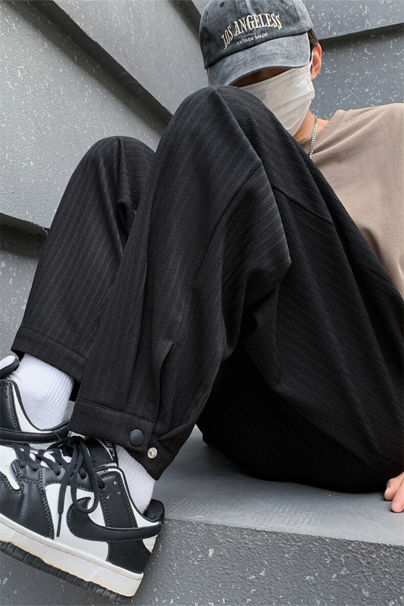 K6068/P40夏季新款高品质垂感休闲裤男九分裤开衩大码男裤子控58,男装休闲裤,电商A141