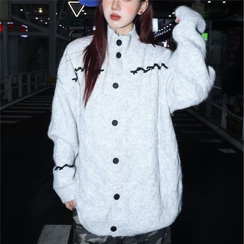 秋冬日系复古毛衣开衫男女美式慵懒保暖休闲宽松针织外套潮MYG148,男装针织衫/毛衣,星座516A