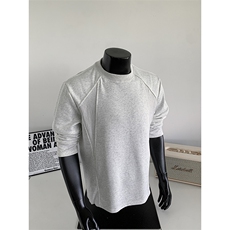 长袖T恤男美式重磅cleanfit卫衣拼接解构休闲上衣25XW99600特批18，男装T恤，电商A042