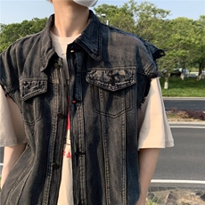 2025新款牛仔背心马甲外套男简约宽松工装复古马甲MJ8610P58，男装背心/马甲，星座1108