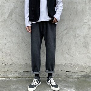 港风牛仔裤男 四季休闲裤韩版宽松直筒小脚九分裤 K406/P45图片
