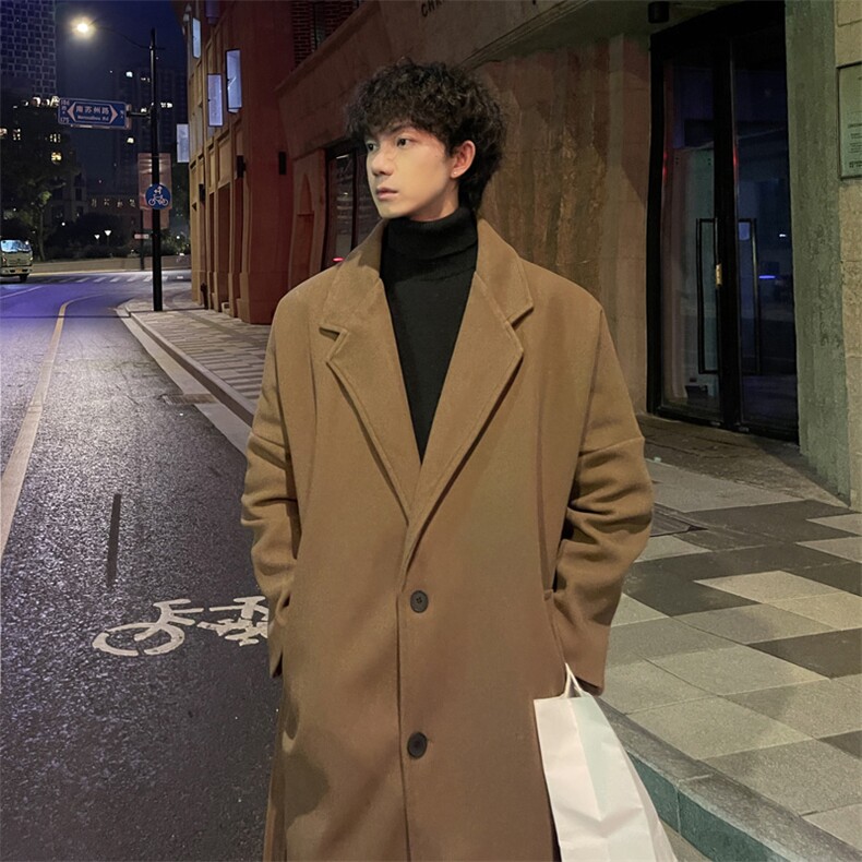 秋冬毛呢大衣男潮流复古风衣中长款宽松外套MN9568/P100加棉P110，男装风衣，电商B316