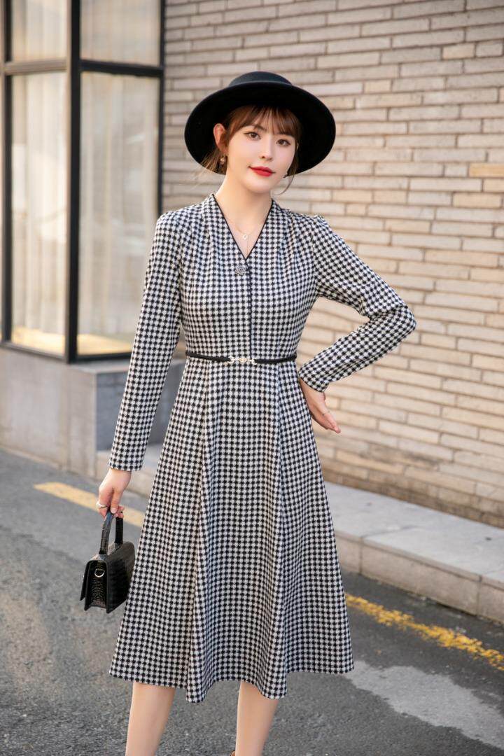 韩版修身连衣裙，女装连衣裙，红利秀雅