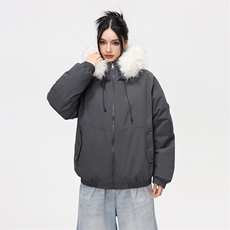 冬季加厚百搭连帽棉衣复古潮牌大毛领外套男女潮B2525-特P88，男装棉衣，星座610B-1