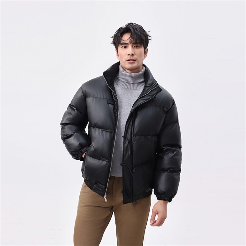 风冬季盘扣新中式pu皮棉衣男士立领棉袄外套xz815-9881p155,男装皮衣,星座815（原A203）