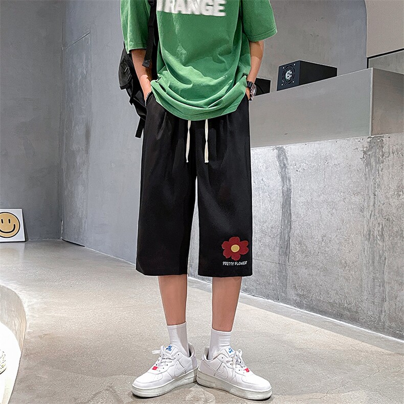 QK72257-P25冰丝七分裤男大码速干短裤男五分裤港风,男装休闲裤,电商A040