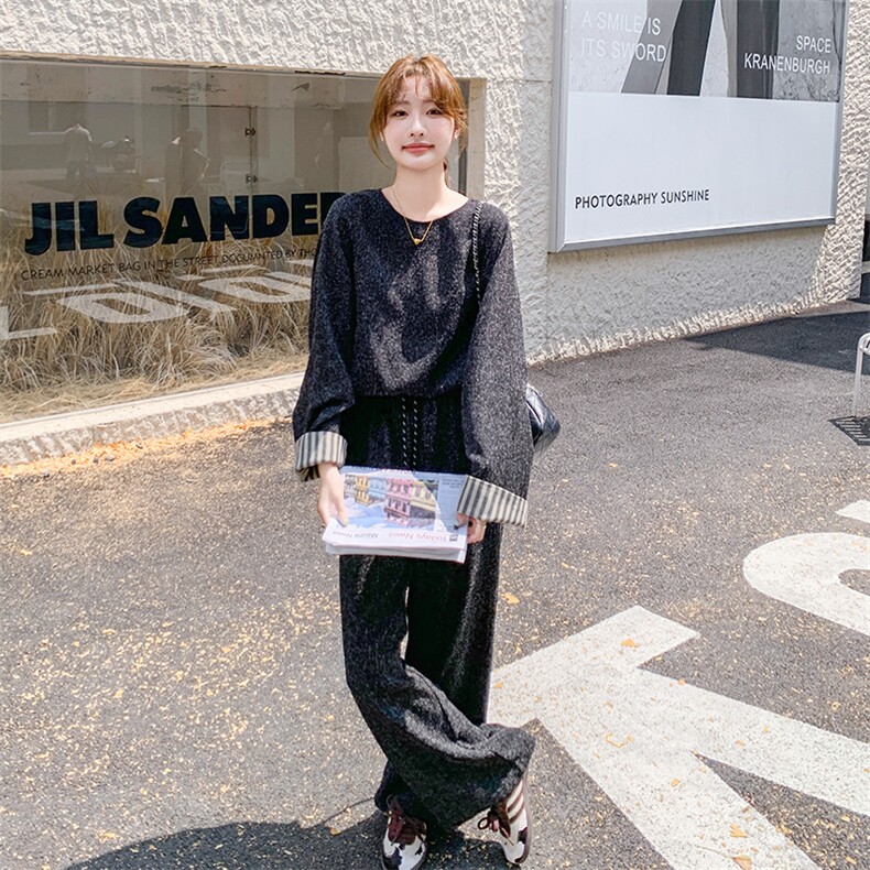 小香风休闲套装女2025秋高级感网红炸街梭织上衣外套阔腿裤两件套,女装套装/套裙,2C029