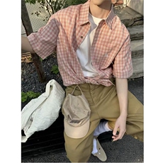 【有货】DHT204-批40美式街头复古图案宽松翻领短袖衬衫休闲宽松，男装T恤，星座603-2