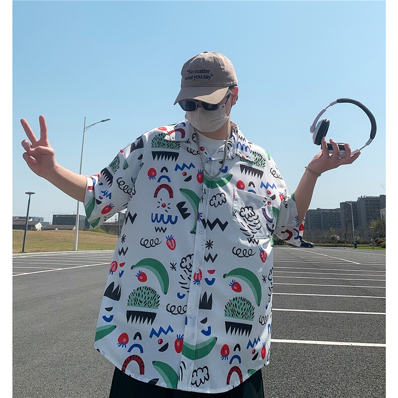 403-CY05-P38控58水果拼接满花衬衫男短袖半袖冰丝衬衣,男装T恤,星座403（原603-1）