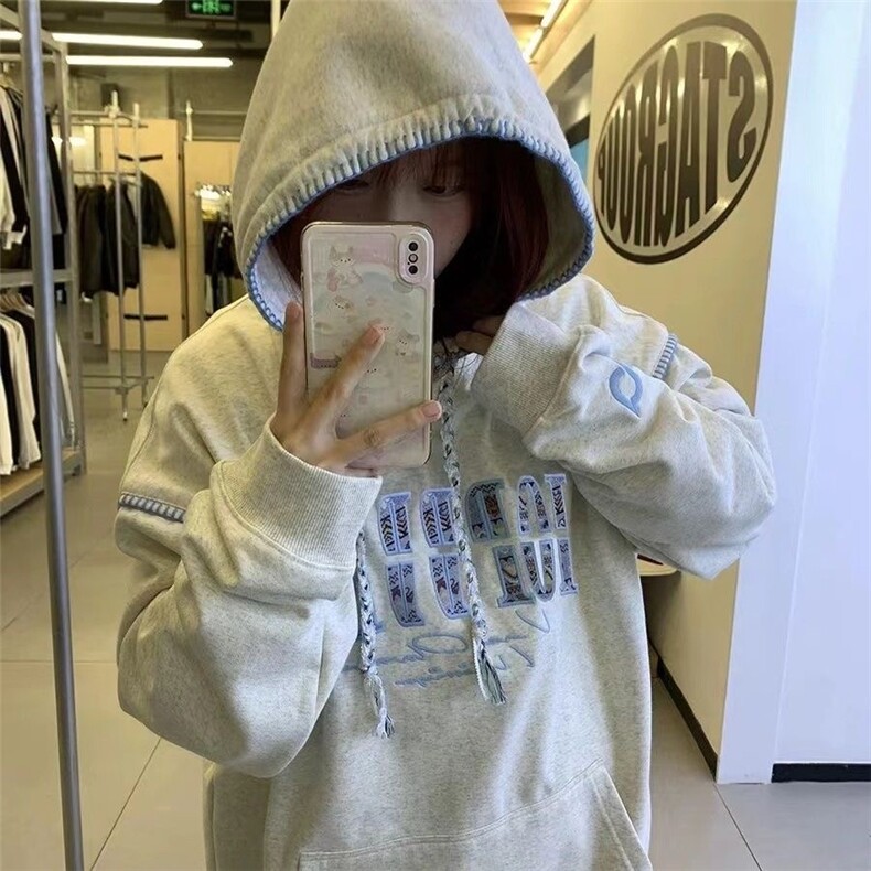 5227-P58原版做工刺绣贴布纯棉华棉复合休闲卫衣男女同款薄款,女装卫衣/绒衫,星座617A-2