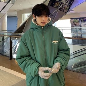 XZ213-MY53-P128控148 港风大码加绒双面穿连帽保暖棉服男潮冬季图片