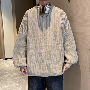 秋冬圆领基础款毛衣宽松百搭毛衫冬季情侣保暖针织衫男5684 P47图片