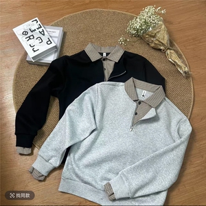 网图！2026春季新款百搭潮流美式长袖T恤男假两件卫衣C26008-TP48图片